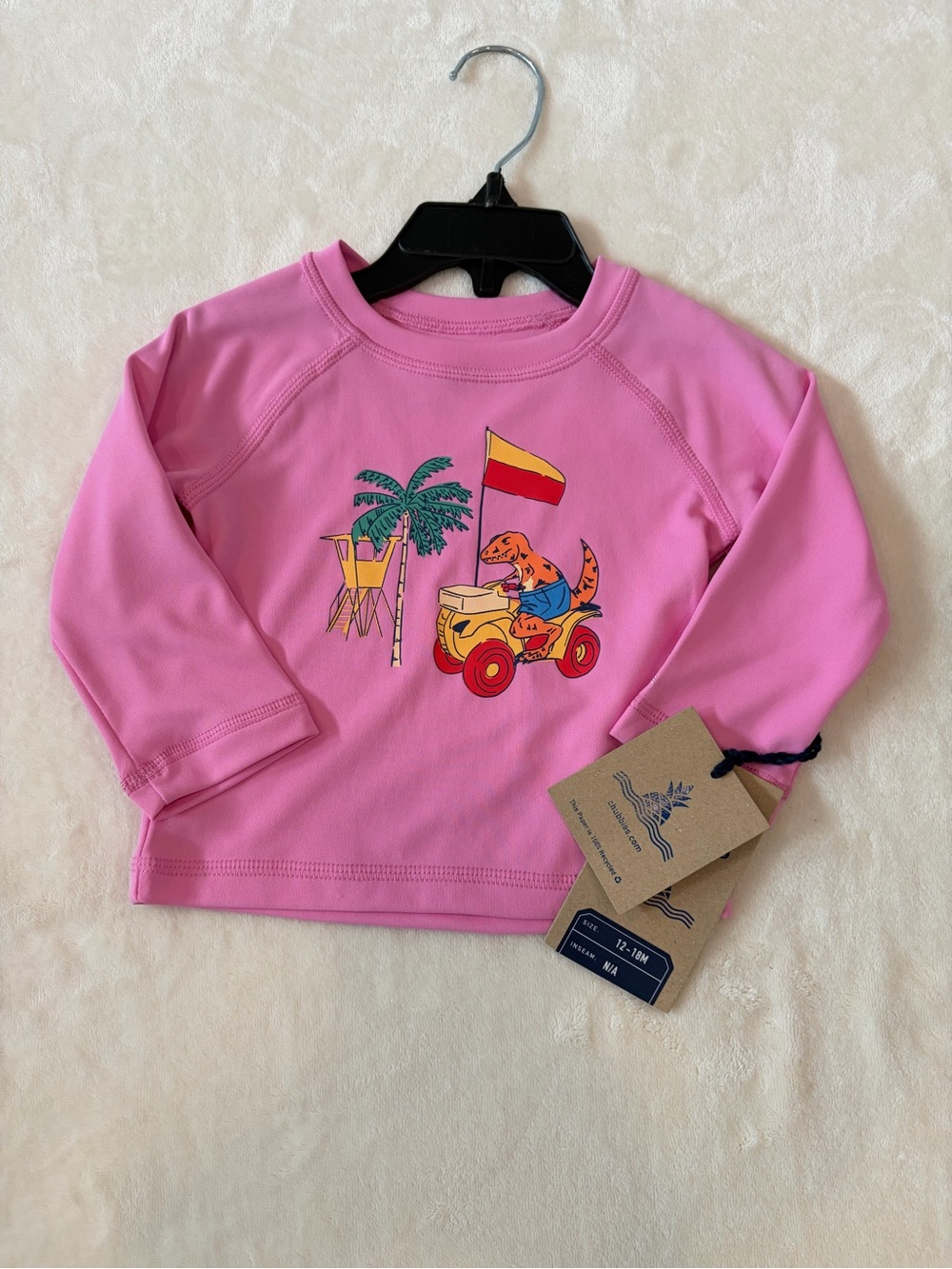 chubbies Pink Dino Beach Long Sleeve Tee